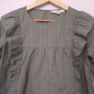 Loft Ruffle Front Prairie Blouse